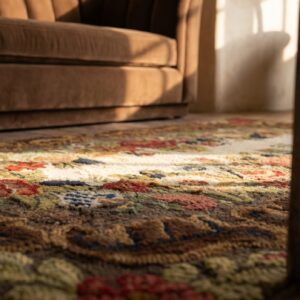 Antique American Hooked Rug American Brown 1890s (SKU 18628) - in-room detail