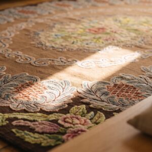 Antique American Hooked Wool Brown Earth Tone Rug (SKU 20166) - in-room detail