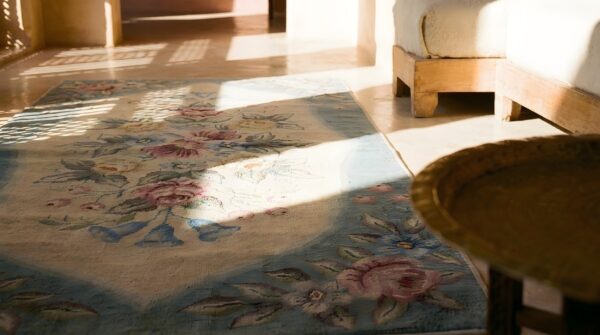 Antique american hooked canada ivory 1935 rug (sku 25379) - in-room detail