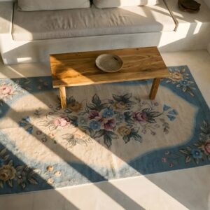 Antique American Hooked Canada - Loop Pile Rug (SKU 25378) - styled overhead view