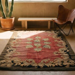 Antique American Hooked Rug American Coral 1930s (SKU 20022) - room view