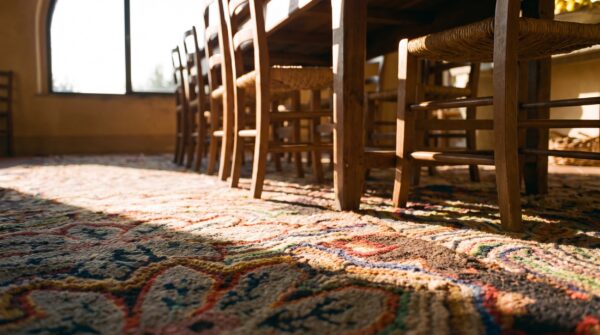Antique american hooked folk art rug from america 9 Antique american hooked folk art rug from america (sku 24211) - in-room detail