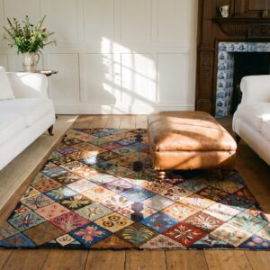 Antique American Hooked Rug American Geometric Hooked - Loop Pile (SKU 24902) - room view