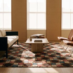 Antique American Hooked Rug American Geometric Multicolor 1920s (SKU 25072) - room view