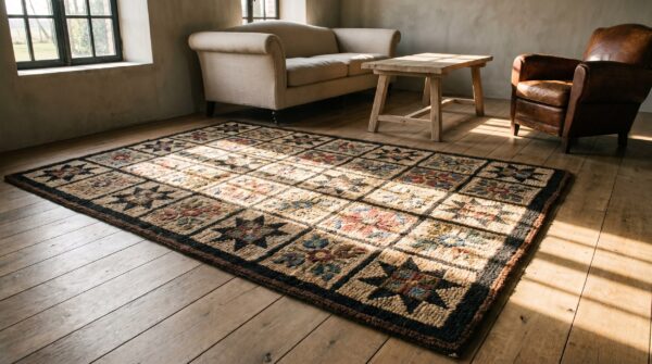 Antique american hooked rug hallway runner wool 6 Antique american hooked rug hallway runner wool (sku 17940) - room view