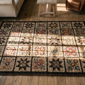 Antique American Hooked Rug Hallway Runner Wool (SKU 17940) - styled overhead view