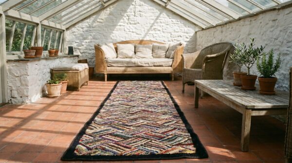Antique american hooked hallway runner rug (sku 18666) - room view