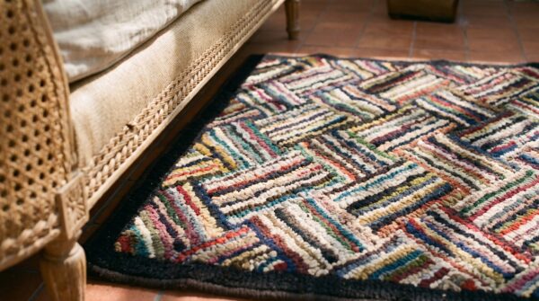 Antique american hooked hallway runner rug (sku 18666) - in-room detail