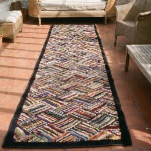 Antique American Hooked Hallway Runner Rug (SKU 18666) - styled overhead view