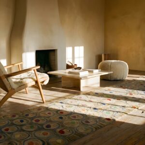 Antique American Hooked Hallway Runner Rug - 1930s Wool Beige Multicolor (SKU 25138) - room view