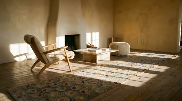 Antique american hooked hallway runner rug - 1930s wool beige multicolor 7 Antique american hooked hallway runner rug - 1930s wool beige multicolor (sku 25138) - room view