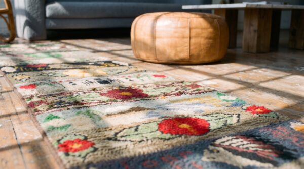 Antique american hooked wool hallway runner rug 10 Antique american hooked wool hallway runner rug (sku 20536) - in-room detail