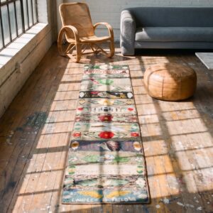 Antique American Hooked Wool Hallway Runner Rug (SKU 20536) - styled overhead view