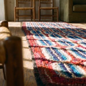 Antique American Hooked Rug Hallway Runner Wool & Cotton Coral (SKU 21524) - in-room detail