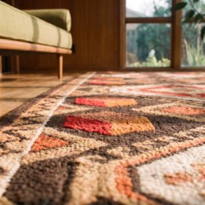 Antique American Hooked Rug Hallway Runner Wool & Cotton Green (SKU 20848) - in-room detail