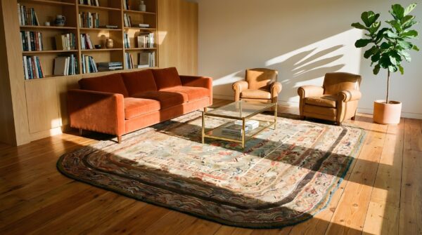 Antique american hooked hallway runner wool & cotton multicolor rug (sku 25633) - room view