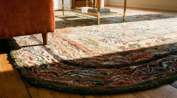 Antique american hooked hallway runner wool & cotton multicolor rug (sku 25633) - in-room detail
