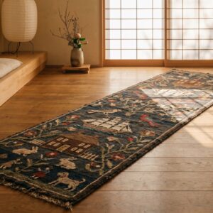 Antique American Hooked Rug Hallway Runner Wool Black (SKU 18660) - room view