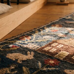 Antique American Hooked Rug Hallway Runner Wool Black (SKU 18660) - in-room detail