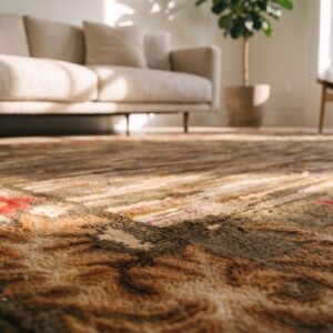 Antique American Hooked Hallway Runner Earthy Color Rug (SKU 20763) - in-room detail