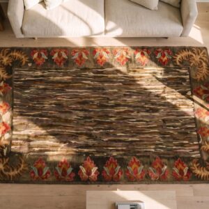 Antique American Hooked Hallway Runner Earthy Color Rug (SKU 20763) - styled overhead view