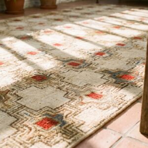 American Hooked Hallway Runner Ivory 1900s Wool Antique Rug (SKU 21678) - in-room detail