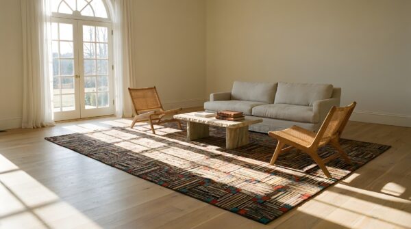 Antique american hooked rug hallway runner wool multi (sku 23793) - room view