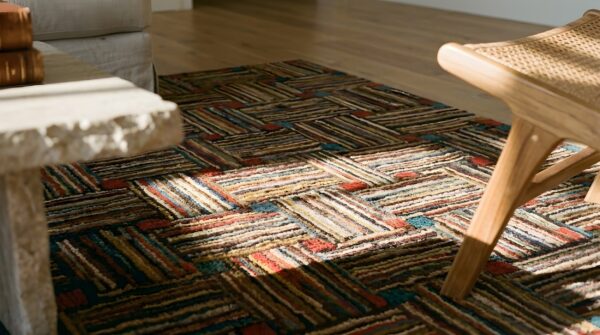 Antique american hooked rug hallway runner wool multi (sku 23793) - in-room detail