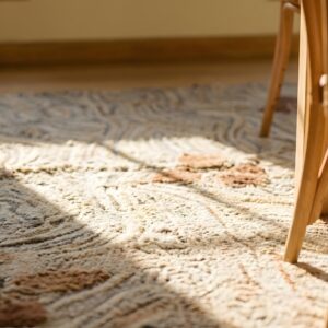 Antique American Hooked Wool Ivory Rug (SKU 25687) - in-room detail