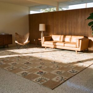 Antique American Hooked Rug Large Wool Ivory (SKU 25110) - room view