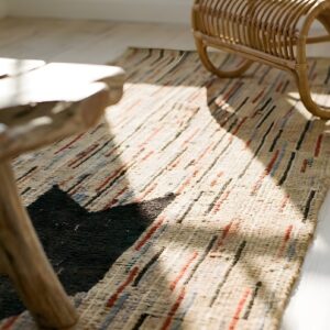 Antique American Hooked Loop Pile Hallway Runner Rug (SKU 23576) - in-room detail