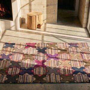 Antique American Hooked Rug American Multicolor 1880s (SKU 17530) - styled overhead view