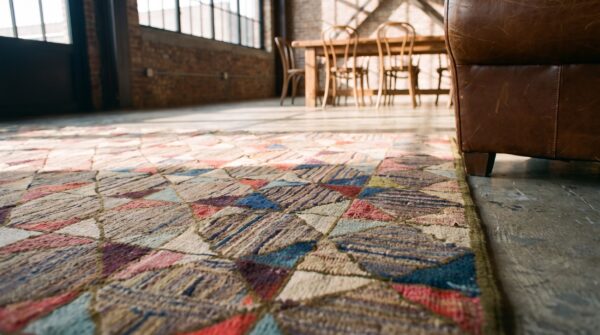 Antique american hooked rug american multicolor 1900s 8 Antique american hooked rug american multicolor 1900s (sku 19777) - in-room detail