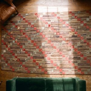 Antique American Hooked Rug American Multicolor 1900s Multicolor (SKU 20804) - styled overhead view