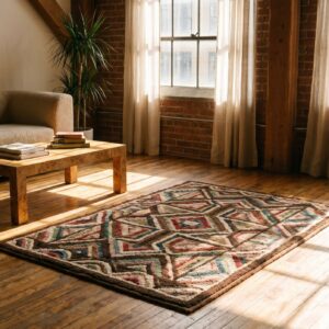 Antique American Hooked Rug American Multicolor 1940s (SKU 17584) - room view