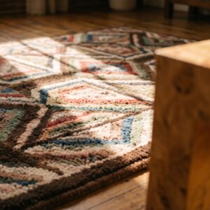 Antique American Hooked Rug American Multicolor 1940s (SKU 17584) - in-room detail