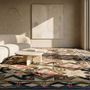 Antique American Hooked Rug Room Size Wool Brown (SKU 17599) - room view