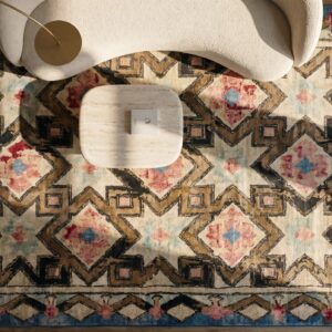 Antique American Hooked Rug Room Size Wool Brown (SKU 17599) - styled overhead view