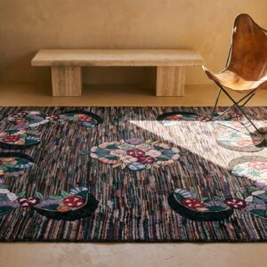 Antique American Hooked Rug Room Size Wool & Cotton Multicolor (SKU 17546) - room view