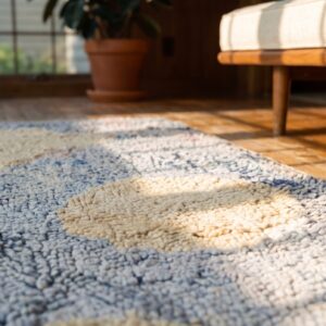 American Hooked Small Scatter Size Antique 1920s Wool Rug (SKU 19798) - in-room detail