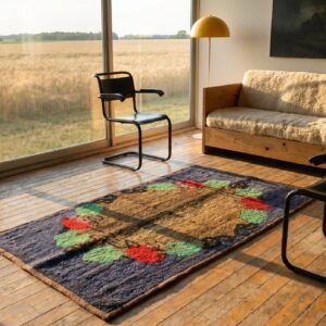 Antique American Hooked Rug Small Scatter Size Wool Blue (SKU 17635) - room view