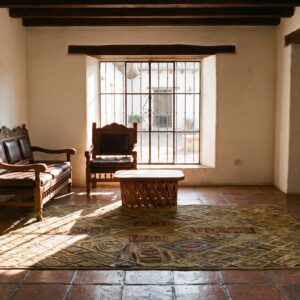 Antique American Hooked Rug Small Scatter Size Wool Brown Earth Tone (SKU 24525) - room view