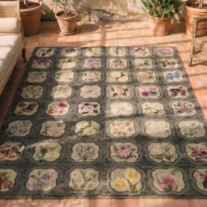 Antique American Hooked Rug Small Scatter Size Wool & Cotton (SKU 19355) - styled overhead view