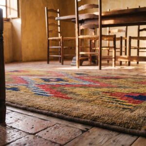 Antique American Hooked Rug Small Scatter Size Wool & Cotton Brown (SKU 20486) - in-room detail