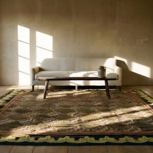 Antique American Hooked Square Rug - Allover Geometric Design (SKU 24010) - room view
