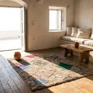 Antique American Hooked Square Rug Multicolor 1930s (SKU 17583) - room view