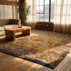 Antique American Hooked Square Rug Wool Multicolor (SKU 20927) - room view