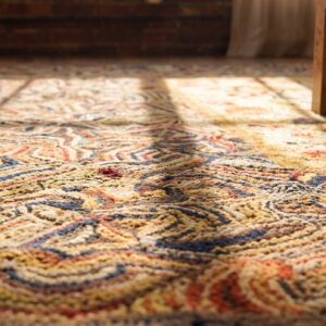 Antique American Hooked Square Rug Wool Multicolor (SKU 20927) - in-room detail