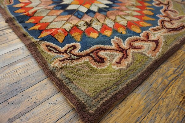 Antique american hooked square small scatter size wool & cotton multicolor rug 8 Antique american hooked square small scatter size wool & cotton multicolor rug (sku 25285) - room view