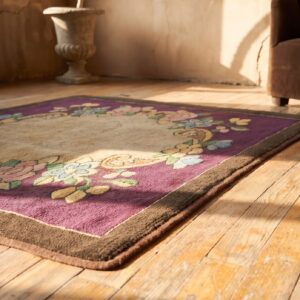Antique American Hooked Square Rug Small Scatter Size Wool Purple (SKU 20477) - in-room detail